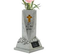 Générique Vase Funéraire avec Lumière Solaire, Décorations Funéraires pour Fleurs Fraîches Ou Artificielles, Vase Funéraire Décoratif Solaire en Résine pour Pelouse, Cour, Cimetière Et Jardin