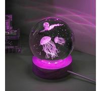 Générique Veilleuse LED boule de cristal gravée au Laser méduse 3D