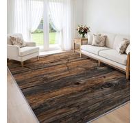 Générique Veinage du Bois Marron Tapis Salon 140x200 cm | Lavable en Machine AntidéRapant Poil Ras Nature Effet Vieilli Moderne Tapis, pour Chambre Salle a Manger Bureau Cuisine