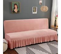 Générique Velours Housse Clic Clac Bz avec Jupe à Volants, Housse pour Canapé très Extensible, épais et Doux, Style champêtre Rose Petit (120-140 cm)