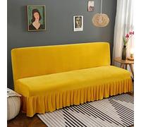 Générique Velours Housse Clic Clac Bz avec Jupe à Volants, Housse pour Canapé très Extensible, épais et Doux, Style champêtre Jaune Petit (120-140 cm)