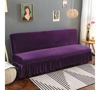 Générique Velours Housse Clic Clac Bz avec Jupe à Volants, Housse pour Canapé très Extensible, épais et Doux, Style champêtre Violet Petit (120-140 cm)