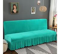 Générique Velours Housse Clic Clac Bz avec Jupe à Volants, Housse pour Canapé très Extensible, épais et Doux, Style champêtre Vert Petit (120-140 cm)