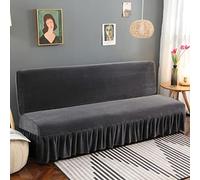 Générique Velours Housse Clic Clac Bz avec Jupe à Volants, Housse pour Canapé très Extensible, épais et Doux, Style champêtre Gris Grand (180-200 cm)