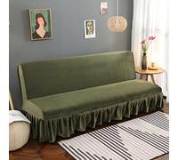 Générique Velours Housse Clic Clac Bz avec Jupe à Volants, Housse pour Canapé très Extensible, épais et Doux, Style champêtre Vert B Grand (180-200 cm)