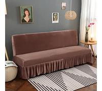 Générique Velours Housse Clic Clac Bz avec Jupe à Volants, Housse pour Canapé très Extensible, épais et Doux, Style champêtre Café Petit (120-140 cm)