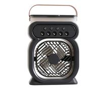 Générique Ventilateur avec brume, ventilateur brumisateur portable rechargeable, 3 vitesses, réservoir d’eau, lumière LED - pour bureau, chambre, table, extérieur, rafraîchissement silencieux (Noir)