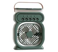 Générique Ventilateur avec brume, ventilateur brumisateur portable rechargeable, 3 vitesses, réservoir d’eau, lumière LED - pour bureau, chambre, table, extérieur, rafraîchissement silencieux (Vert)
