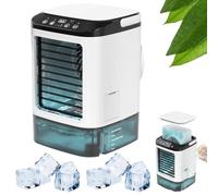 Générique Ventilateur Bac à Glaçons - Rafraîchisseur d'Air Portable avec Bac à Glaçons, Ventilateur avec Glaçons Oscillant, Glacon pour Maison, Bureau, Camping, Voyage (Blanc)