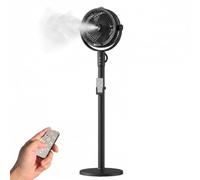 Générique Ventilateur brumisateur d'extérieur portable avec télécommande, ventilateur sur pied oscillant à 4 vitesses avec minuterie et système de brume pour terrasse jardin camping (Noir)
