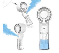 Générique Ventilateur Brumisateur Portable, Ventilateur de Poche USB Rechargeable avec Réservoir D'eau de 20ml, Mini Ventilateur Portable 4 Vitesses Pour Voyage, Extérieur, Bureau, Maison ，blanc
