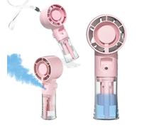 Générique Ventilateur Brumisateur Portable, Ventilateur de Poche USB Rechargeable avec Réservoir D'eau de 20ml, Mini Ventilateur Portable 4 Vitesses Pour Voyage, Extérieur, Bureau, Maison ，rose