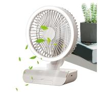 Générique Ventilateur de Bureau Oscillant | 5 Vitesses Petit Ventilateur Rafraîchissant avec Télécommande | Rechargeable 2000mAh Portable pour Maison et Studio