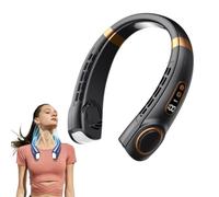 Générique Ventilateur de Cou Portable Rechargeable, Ventilo Silencieux 5 Vitesses avec Écran et Éclairage LED 7 Couleurs, Ventilateur Tour de Cou Mains Libres pour Été, Voyage, Bureau, Camping, Plage