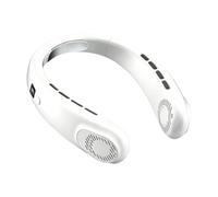 Générique Ventilateur de cou Sans pales, silencieux, 5 vitesses, 1200 mAh | Ventilateur de cou personnel Pour Maison Vacances Camping Cyclisme Trajets Quotidiens Blanc