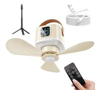 Générique Ventilateur De Plafond Portable | Lampe Rechargeable 3600 mAh À Télécommande - Ventilateur Gazebo | Pour Pergola Gazebo Porche Patio Garage Atelier Dortoir Chambre Maison