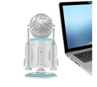 Générique Ventilateur De Table,Rafraîchisseur d'Air Portable Forme Fusée avec Lumière | Rechargeable Personal Desk Fan With Mist Spray,Pour Maison Cuisine Chambre Dormoir Extérieur Plage Pique-Nique