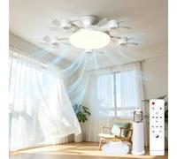 Générique Ventilateur Plafond Silencieux avec LED et Télécommande, 80W Pliable 5 Pales Type Drone E27, Ventilateur Plafonnier Drone, 3 Vitesses, Éclairage Réglable 3 Couleurs pour Salon, Chambre (#A)