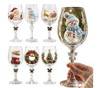 Générique Verres Festifs Gobelet En Verre Vacances De Noël Tige | Verres festifs 6,3x2,36 pouces, décoration de table de fête, cadeau de collection pour le dîner de Noël