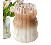 Générique Verres Nervurés - Ensemble De Cannelés Ondulés Vintage De Cinq Cent Trente Millilitres, Tasses À Café Glacées Transparentes De Style, Servir Des Cocktails De Soda Au Jus Froid, Ustens