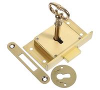 Générique Verrou Vintage en Laiton pour Tiroir et Boîte en Bois, Serrure Encastrée Clé, Protection Anti-bloquage pour Bureau et Tiroirs D'armoire, Forme Élégante et Sécurisée