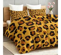 Générique Vintage Couette sans Housse avec taie d'oreiller Assortie, Parure de lit légère en Microfibre Douce et Lavable 140 x 200 cm, Minimaliste Animal Léopard Parure de lit réversible, Jaune