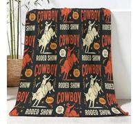 Générique Vintage Couverture Toutes Saisons à Cowboy Américain Lettres - Plaid Douillet Réversible et Couvre-lit en Peluche Multicolore, Couverture Moelleuse pour Adultes et Enfants 150 x 200 cm
