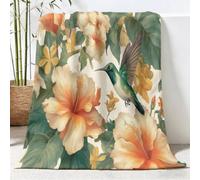 Générique Vintage Couverture Toutes Saisons à Tropical Botanique Floral - Plaid Douillet Réversible et Couvre-lit en Peluche Jaune, Couverture Moelleuse pour Adultes et Enfants 150 x 200 cm
