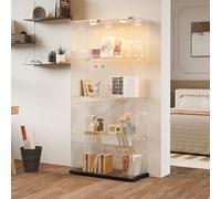 Générique Vitrine,Armoires Vitrées de Présentation 163x80x35cm,4 Couches avec LED 2 Porte et Serrure,Armoire de Collection Moderne en Verre,Armoire de Rangement en Verre Debout pour Salon,Bureau