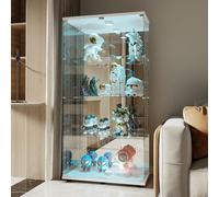 Générique Vitrine en Verre, Armoire de Collection Moderne en Verre à Quatre Couches avec 2 Portes,Verre trempé Transparent Vitrine de Collection pour Chambre, Salon et Salle à Manger