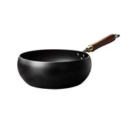 Générique Wok Antiadhésif pour Cuisinière à, Fond Plat, Style Chinois, Idéal pour Le Camping, Sans Couvercle