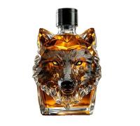 Générique Wolf Crested Whiskey Bottle, Drôle De Bouteille De Whisky À Tête De Loup, Bouteille De Whiskey Artisanale Gravée Vintage, Carafe À Whisky À Collectionner En Forme D'animal