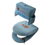 Générique Zipper Toilet Cover Set 3 Piece 300g Flannel | Universal Dustproof Seat Protector with Lid Tank Cover | Soft Washable Bathroom Decorative Accessory