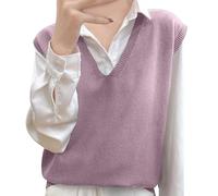 Generisch 2026 Pull en tricot d'hiver sans manches surdimensionné cardigan superposé chemises chemisiers pour femme pull grosse maille col en V confortable, Violet clair, XXL