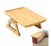Generisch Accoudoir de canapé, table en bois, antidérapante, pliable | Plateau portable pour canapé, assise, boisson, côté lit, salon, travail, repas, petit-déjeuner, café, collations