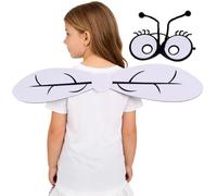 Generisch Ailes de mouche de cosplay - Ailes en feutre 62 x 12,5 cm avec lunettes 18 x 17,5 cm | Accessoires de costume, ensemble d'habillage de mouches d'insectes | pour fête d'Halloween, carnaval