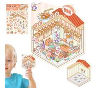 Generisch Autocollants de maison miniature, autocollants de maison miniature créatifs, autocollants muraux décoratifs effet 3D, outil de décoration de scrapbooking, autocollants de valise de téléphone