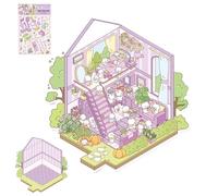 Generisch Autocollants de maison miniatures créatifs, autocollants de scène miniature, autocollants muraux décoratifs effet 3D, outil de décoration de scrapbooking, autocollants de valise de téléphone