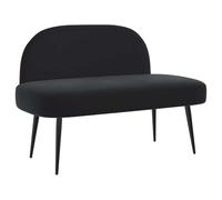 Generisch Banc rembourré avec dossier noir 110 x 60 x 76 cm velours | Housse en velours, rembourrage en mousse, cadre en contreplaqué, pieds coniques en métal, coin lecture, salon