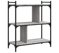 Generisch Bibliothèque à 3 étages Gris Sonoma 76 x 32 x 88 cm Matériau bois | 3 étagères, cadre en métal, pieds réglables, support mural, facile d'entretien