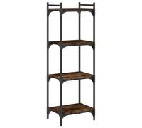 Generisch Bibliothèque à 4 étages en chêne fumé 40 x 30 x 120 cm | 4 étagères, chêne fumé, matériau en bois, cadre en métal, pieds réglables, style industriel