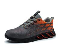 Generisch Bottes de sécurité pour homme avec embout en acier - Protection des orteils - Chaussures de randonnée confortables - Chaussures de travail antidérapantes - Indestructibles, Orange, 37 EU