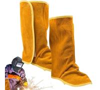 Generisch Bottes de soudeur en cuir - 40 cm - Protège-bottes de terrain - Guêtres de protection en cuir de vachette et résistantes à l'abrasion - Couvre-bottes de soudure pour soudeurs