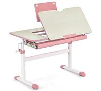 Generisch Bureau d'étudiant réglable en Hauteur de 51 à 73 cm avec Plateau inclinable, Support de Livre, tiroir et règle de Mesure, Bureau Ergonomique pour Enfants de 3 à 12 Ans, Rose