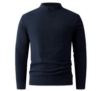 Generisch Chemise à col roulé à manches longues en polaire pour homme - Coupe droite - Manches longues - Couleur unie - Sous-vêtements thermiques - Col rond - Pull élastique à col roulé