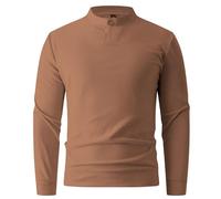 Generisch Chemise à col roulé à manches longues en polaire pour homme - Coupe droite - Manches longues - Couleur unie - Sous-vêtements thermiques - Col rond - Pull élastique à col roulé