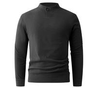 Generisch Chemise à col roulé à manches longues en polaire pour homme - Coupe droite - Manches longues - Couleur unie - Sous-vêtements thermiques - Col rond - Pull élastique à col roulé