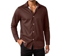 Generisch Chemise à manches longues pour homme - Coupe droite - Extensible - Oxford - Avec poche de poitrine - Couleur unie - Stretch - Chemise de loisirs - Chemise de bureau - Chemise de travail