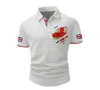 Generisch Chemise imprimée britannique 2026, coupe classique, manches courtes, haut décontracté en tricot pour les affaires, les loisirs, les activités de plein air, Blanc., 3XL