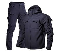 Generisch Combinaison tactique d'extérieur pour homme - Veste softshell imperméable et pantalon cargo assorti - Vêtement fonctionnel robuste pour la randonnée et le travail, M